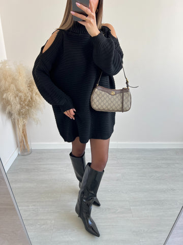 Maxi pull cut out sulle spalle nero