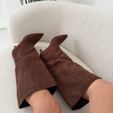 Stivali gambale largo effetto coccodrillo brown