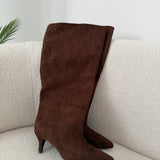 Stivali gambale largo effetto coccodrillo brown