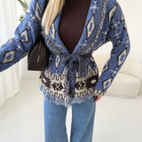 Kimono rombi con cintura cobalto