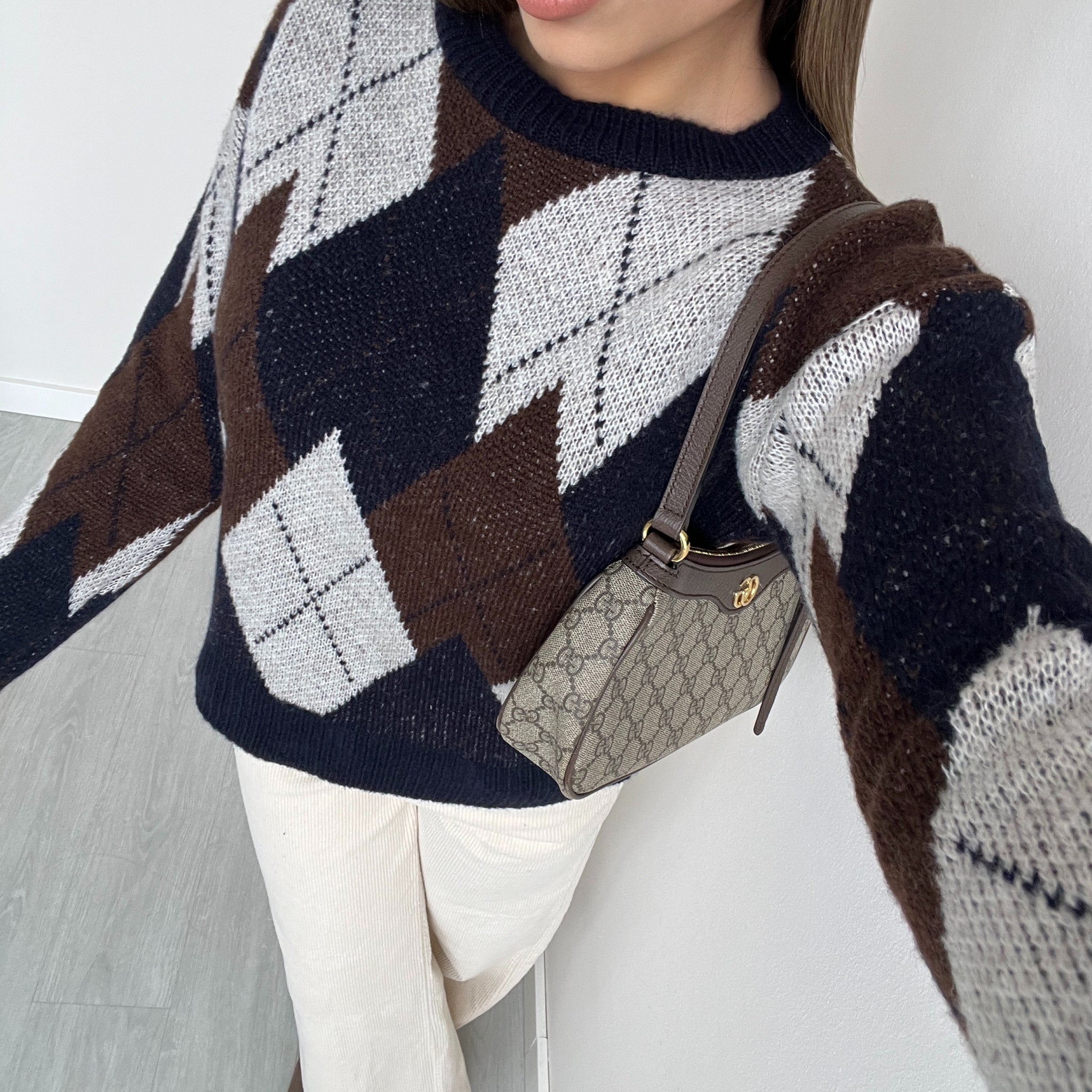 Maglione Scozia blu e marrone