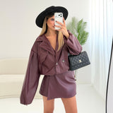 Shorts gonna simil pelle burgundy
