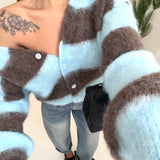 Cardigan Stripes brown e celeste