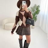 Pullover rombi brown e camel