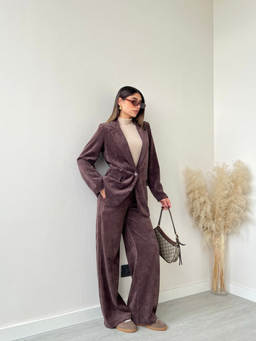 Tailleur velluto a coste caffè