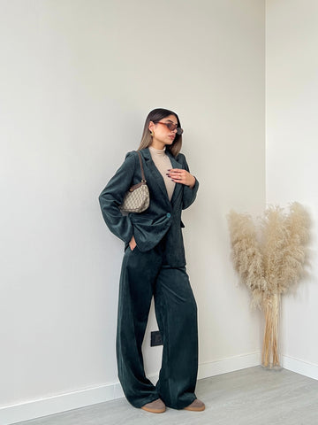 Tailleur velluto a coste verde bottiglia