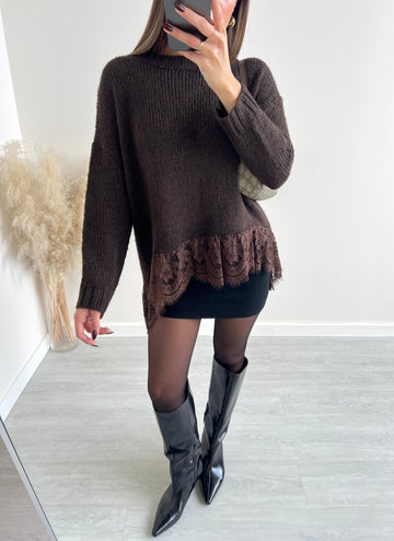 Maglione con pizzo testa di moro