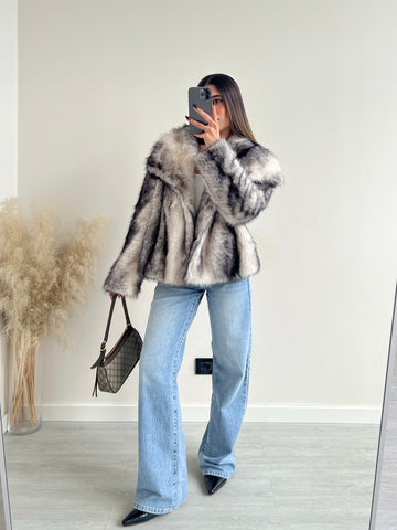 Ecopelliccia Paris bianca e nera