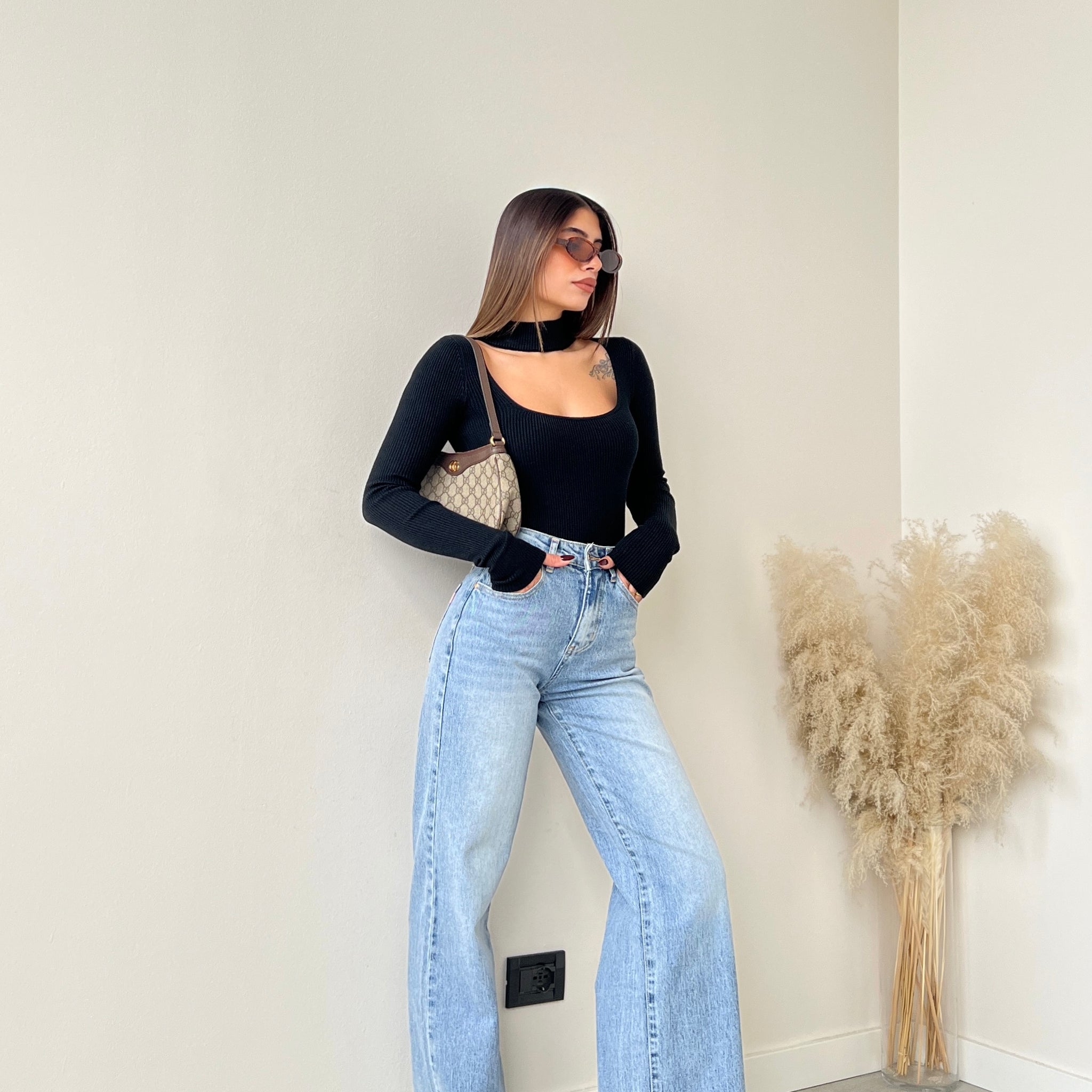Jeans high waist lavaggio chiaro T890