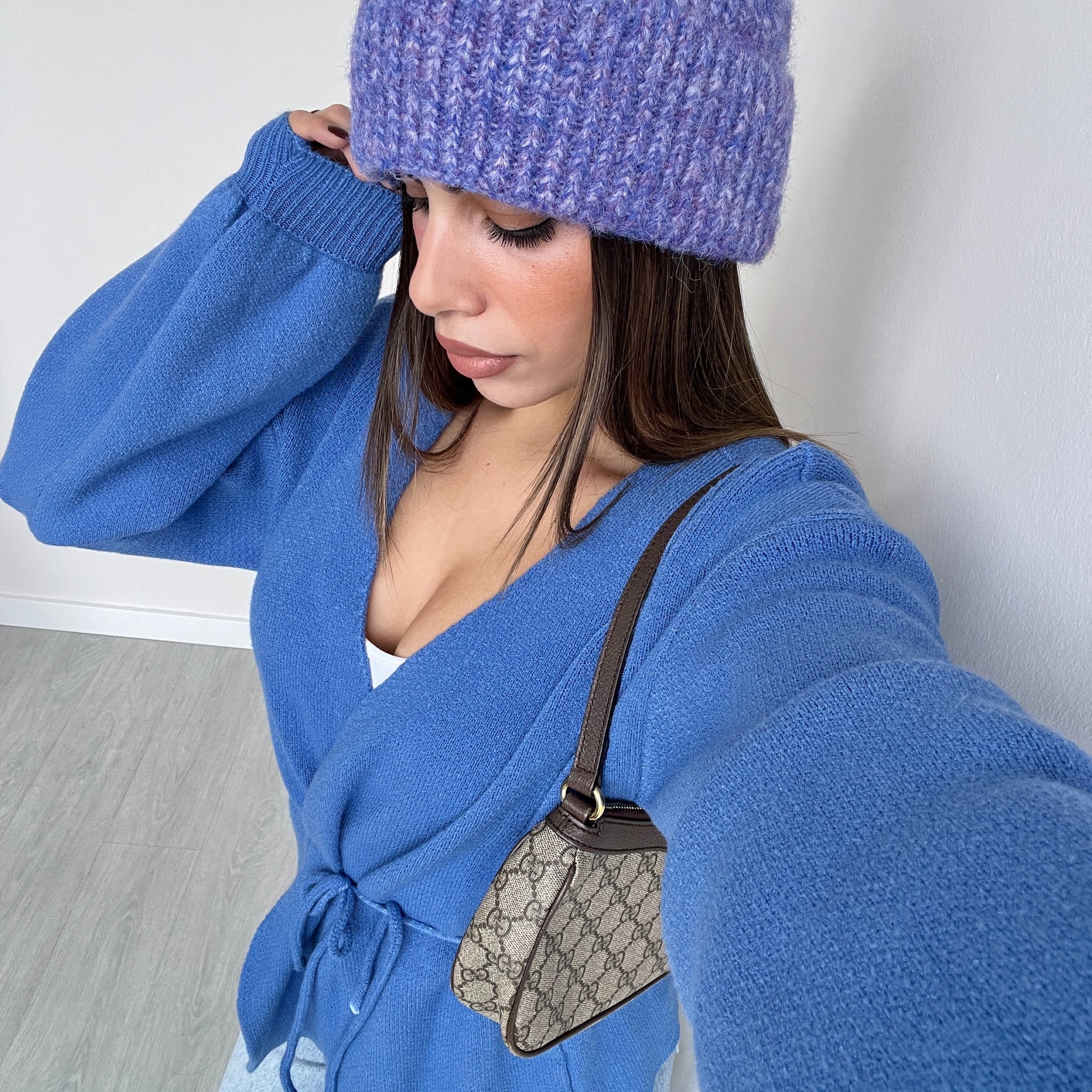 Berretto in lana a cashmere lilla