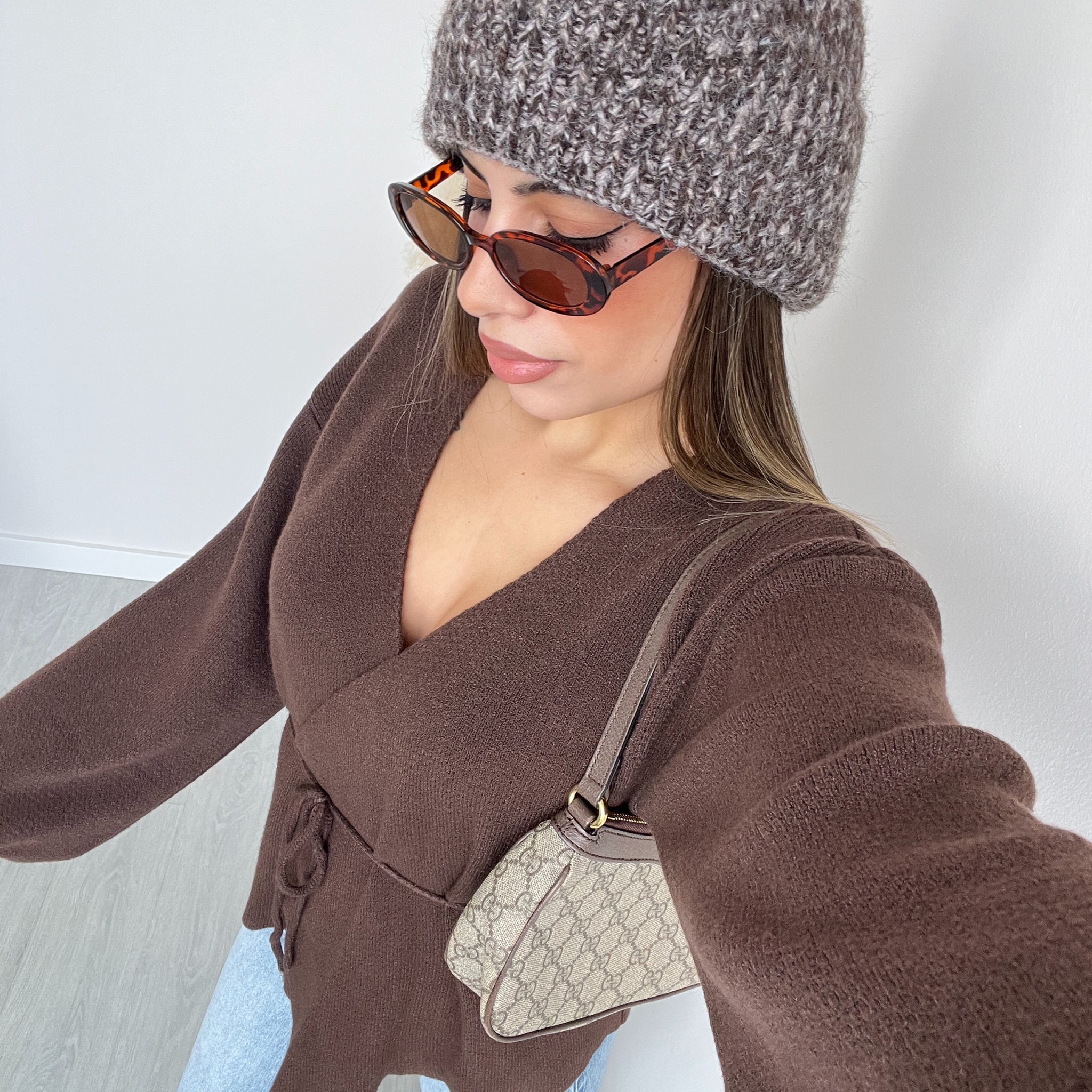 Berretto in lana a cashmere caffè