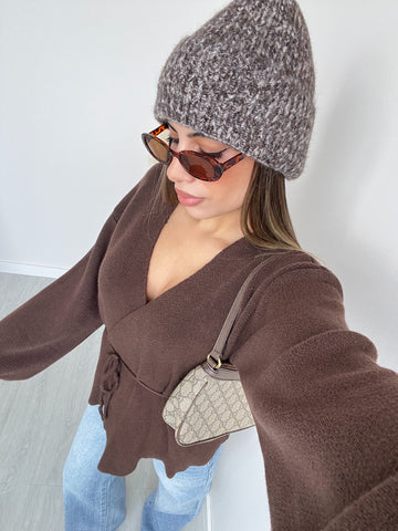 Berretto in lana a cashmere caffè