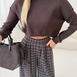 Maglioncino crop in viscosa brown