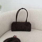 Borsa Claire in vera pelle suede testa di moro