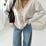 Cardigan Easy con bottoni beige