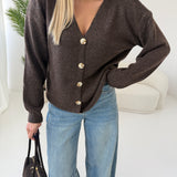 Cardigan Easy con bottoni brown