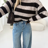 Pullover Clara a righe beige e brown