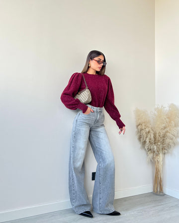 Jeans high waist lavaggio grey T892