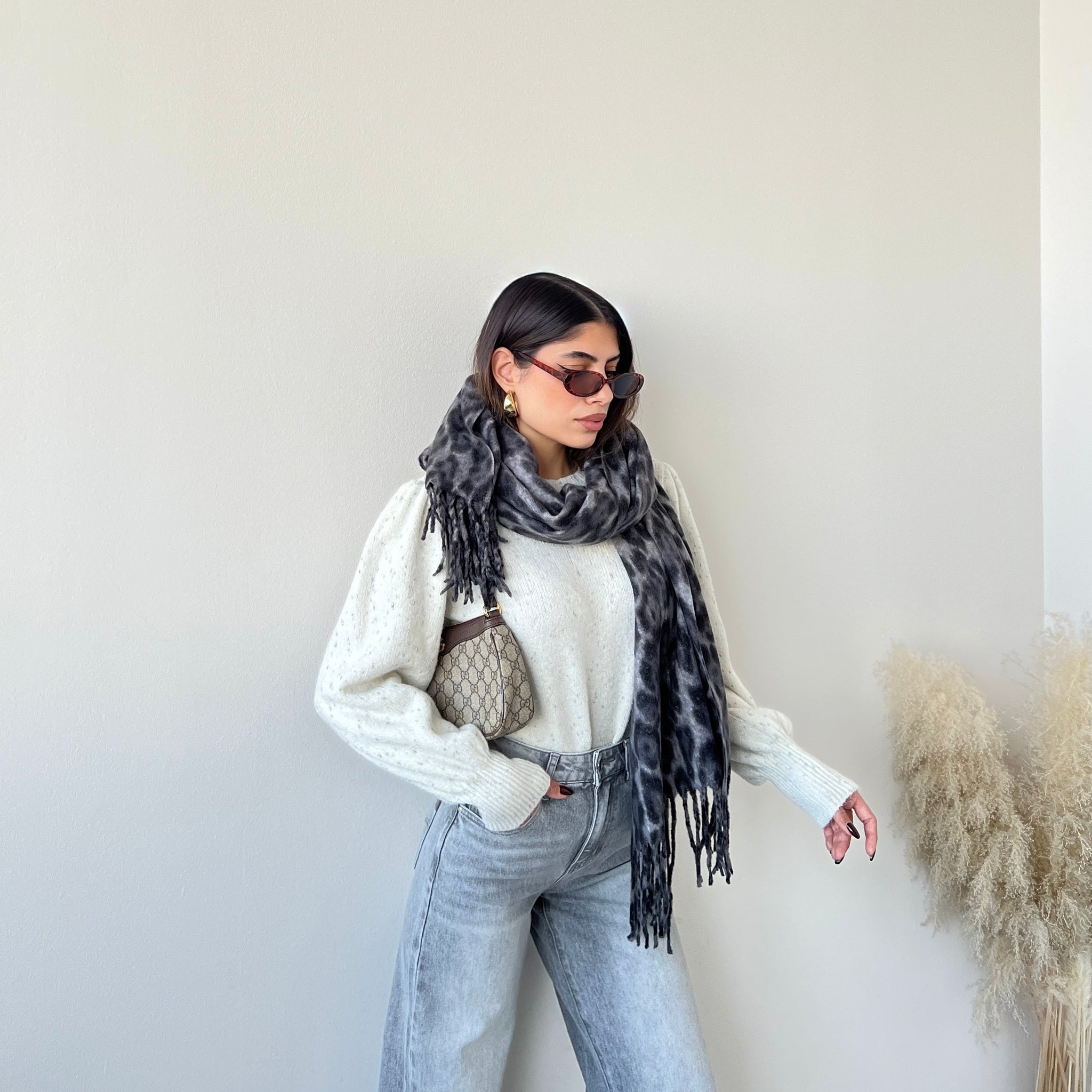 Sciarpa leopardata grey