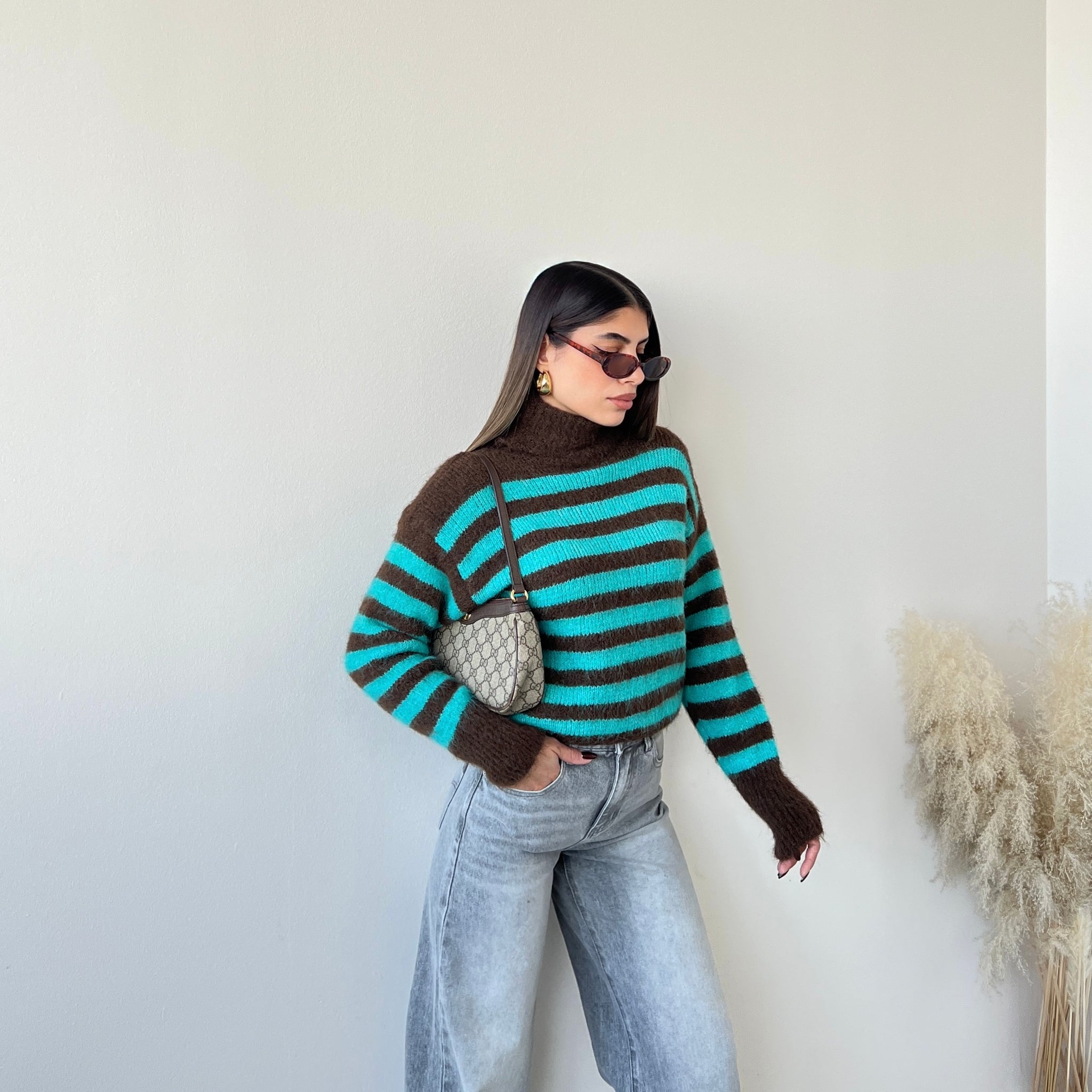 Dolcevita a righe brown e tiffany