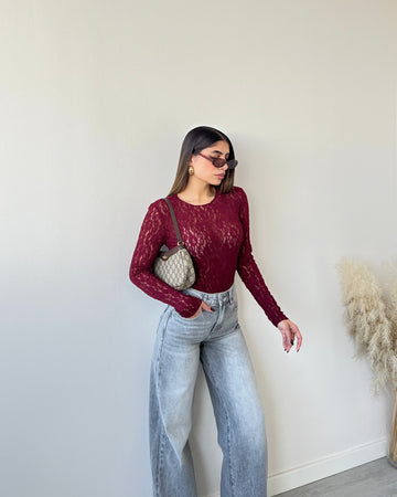 Body total pizzo burgundy