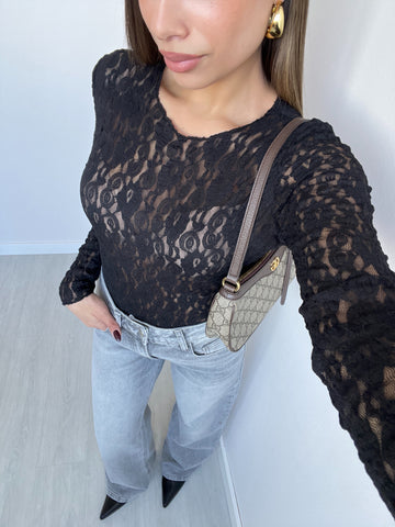 Body total pizzo nero