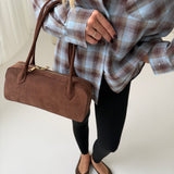 Borsa Claire in vera pelle suede mocha