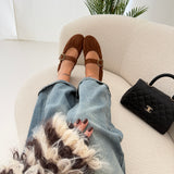Ballerine con elastico scamosciate camel
