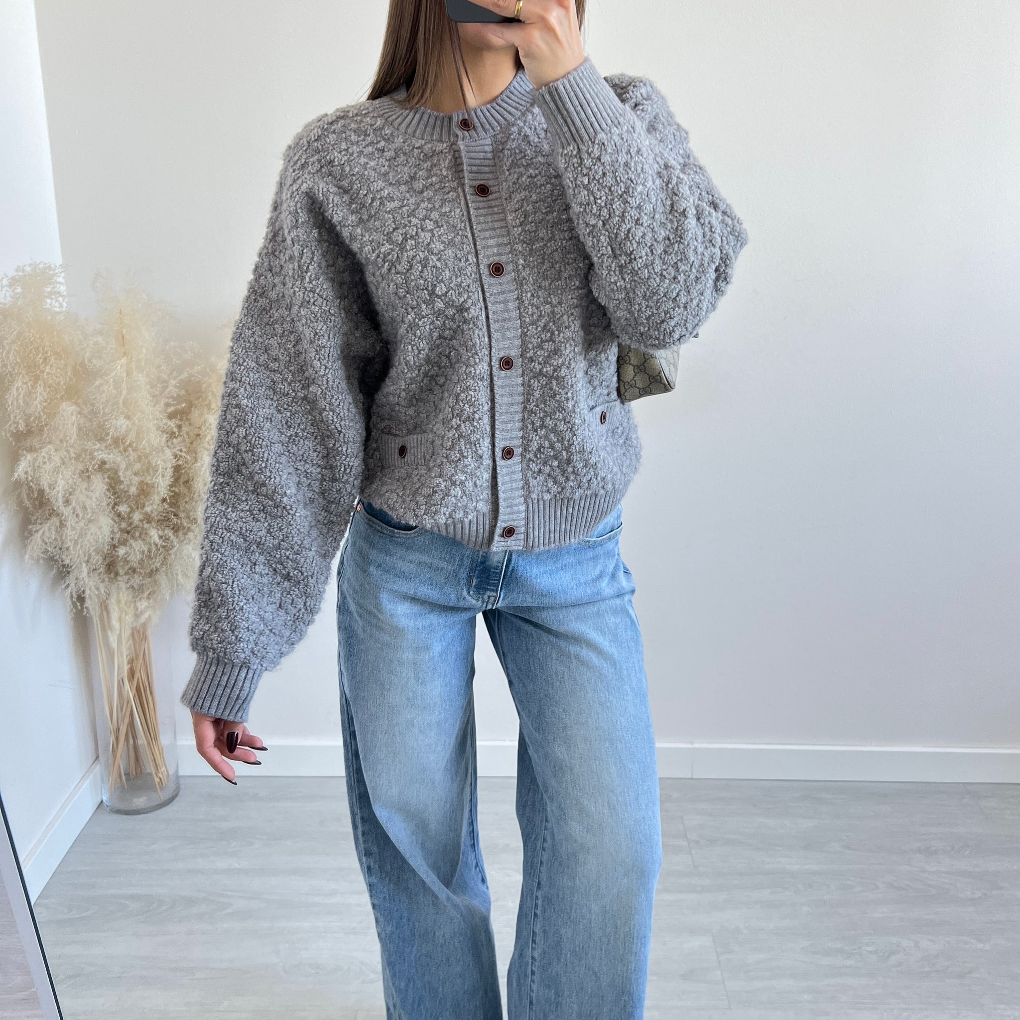 Bomber in maglia pesante 25031 grey