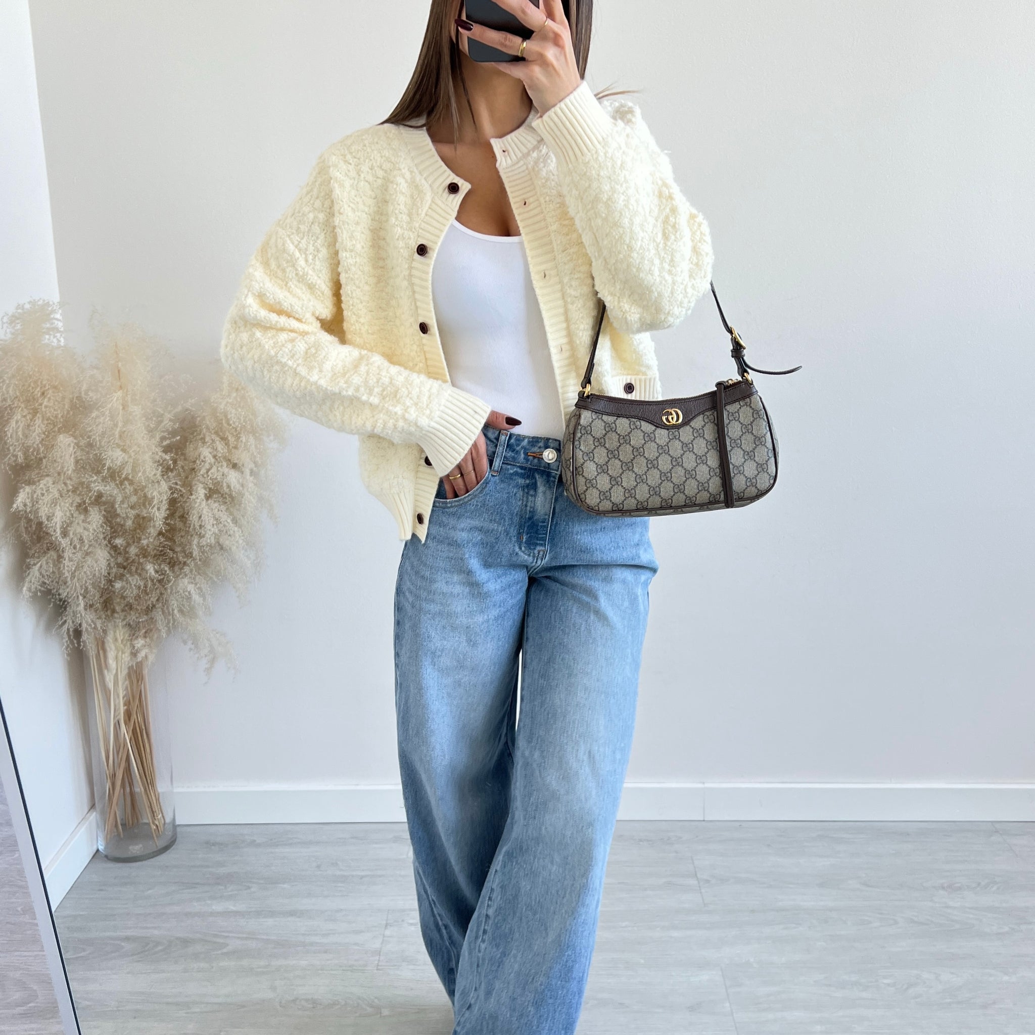 Bomber in maglia pesante 25031 crema