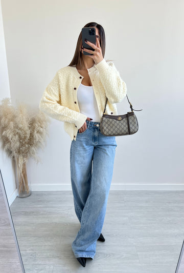 Bomber in maglia pesante 25031 crema