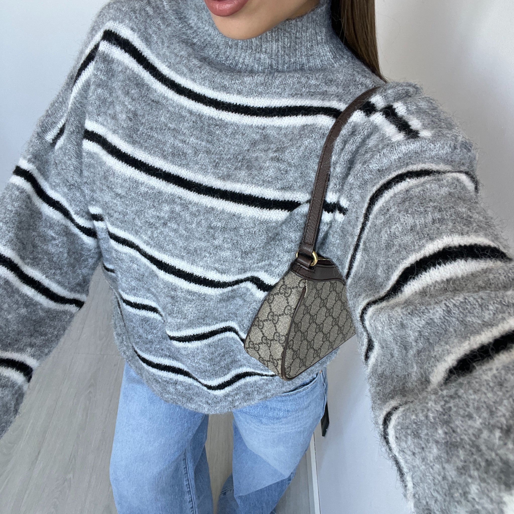 Pullover Sienna grigio a righe nere
