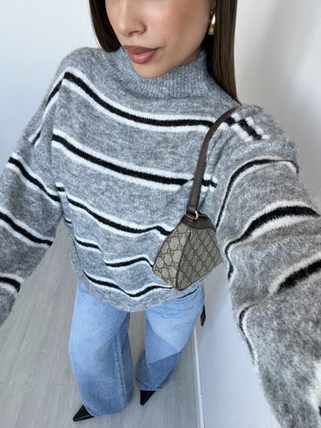 Pullover Sienna grigio a righe nere