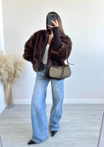 Ecopelliccia con polsini testa di moro