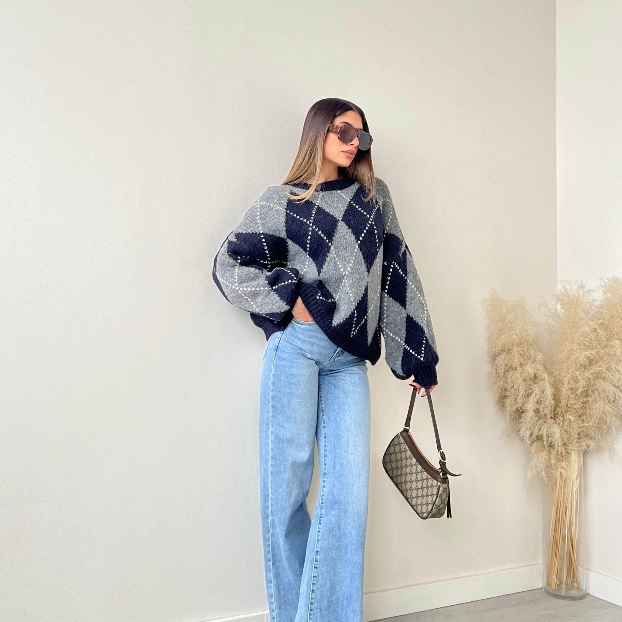 Maglione Cortina grey e blu