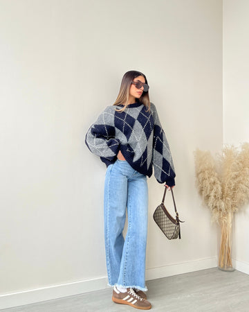 Maglione Cortina grey e blu