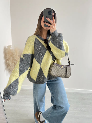 Maglione Cortina giallo e grey