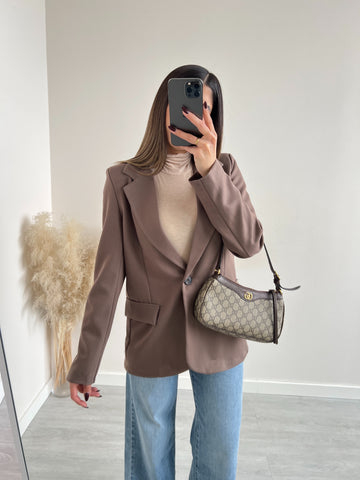 Giacca basic con bottone fango