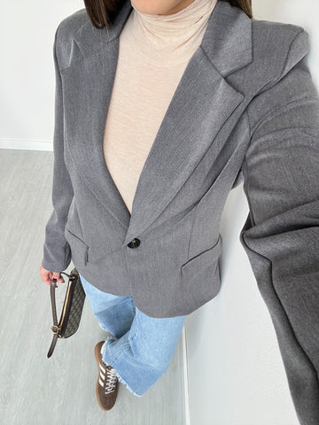 Giacca basic con bottone grey