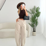 Pantalone barrell beige