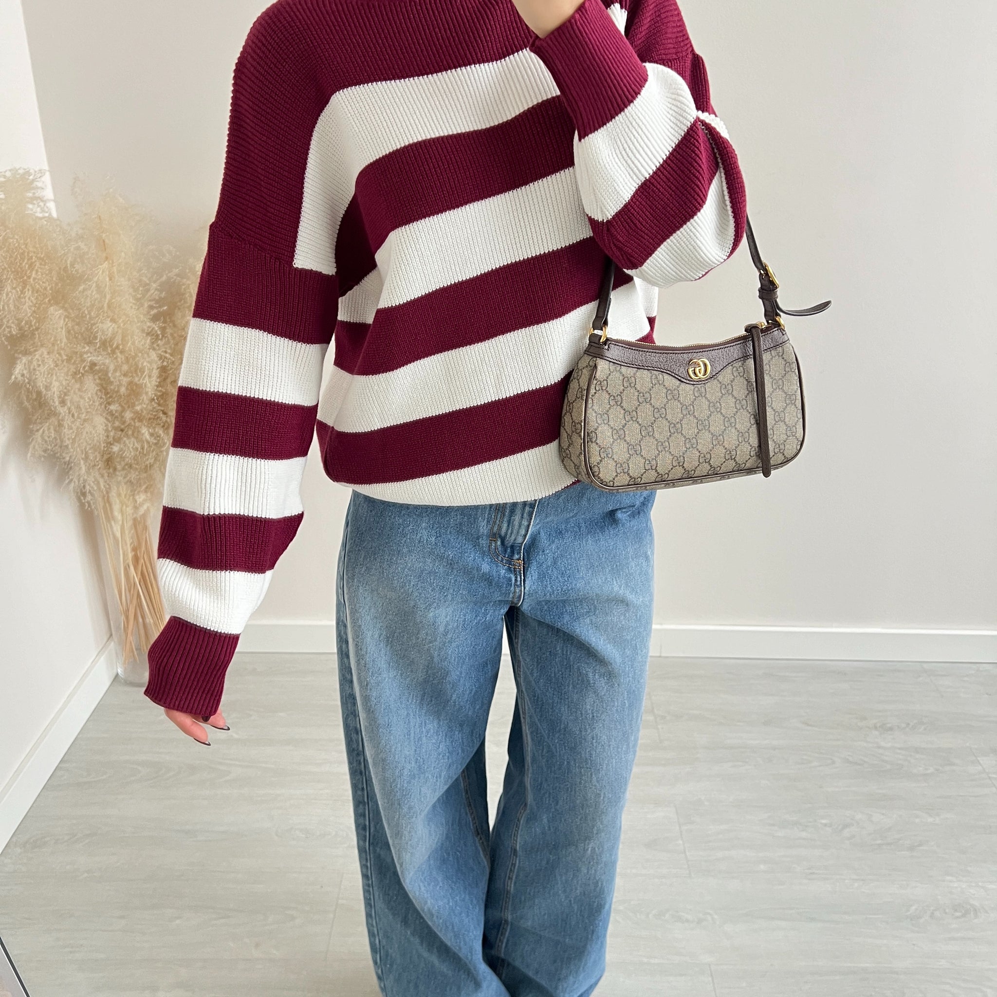 Pullover Toujour bordeaux e bianco