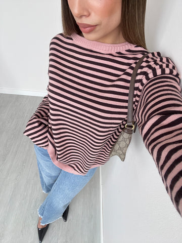 Maglioncino basic a righe rosa