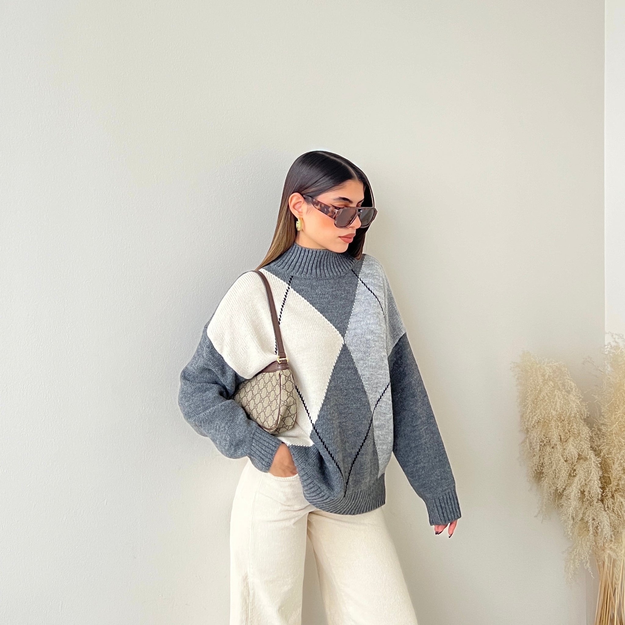 Pullover Atlanta grigio e panna