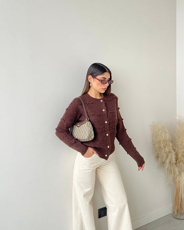 Cardigan frufru 2806 caffè