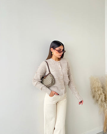 Cardigan frufru 2806 sabbia