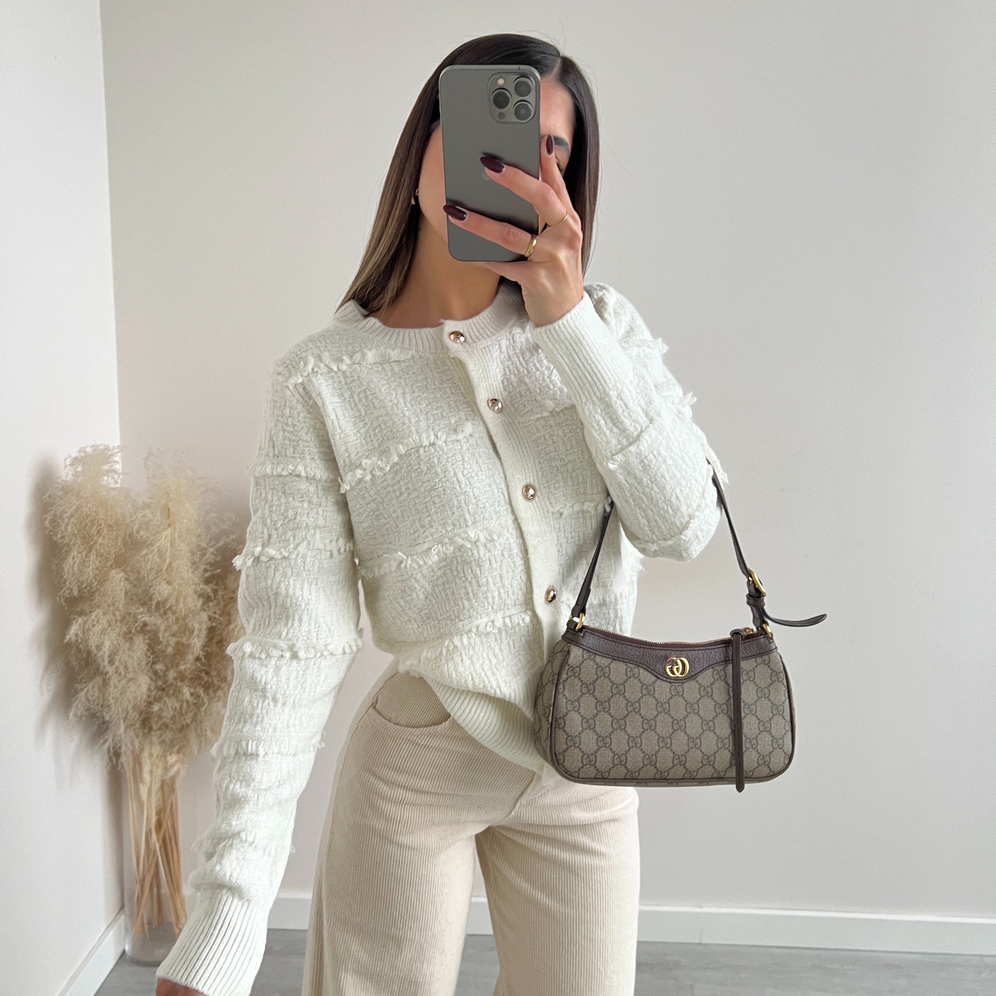 Cardigan frufru 2806 panna