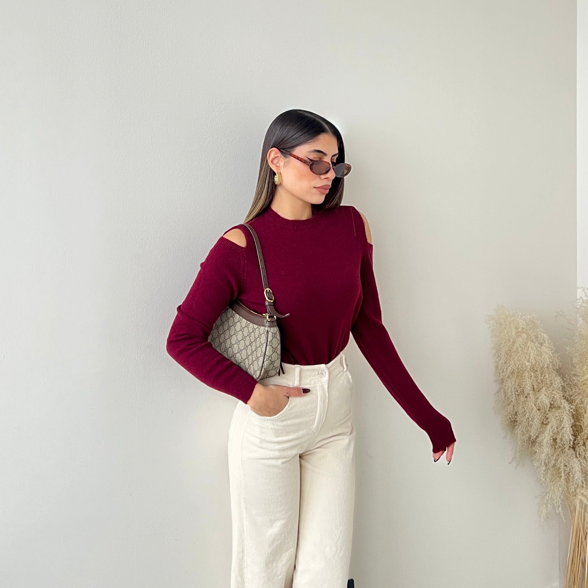 Maglioncino cut out 5179 bordeaux