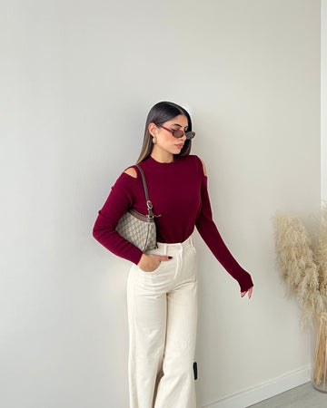 Maglioncino cut out 5179 bordeaux