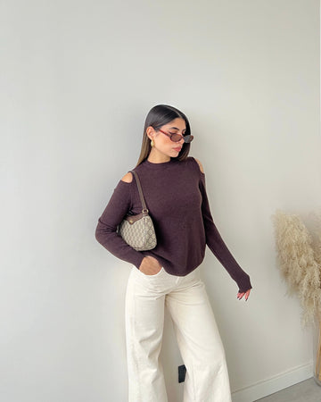 Maglioncino cut out 5179 caffè