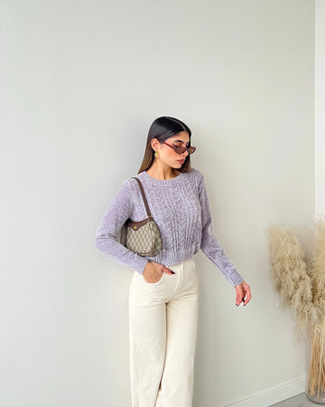 Pullover corto in ciniglia grey